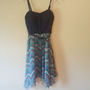Blue fit and flare summer dress